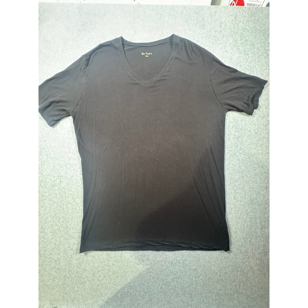 Be-Tee's Mens 2XL Black V-Neck Short Sleeve Viscose Stretch T-Shirt